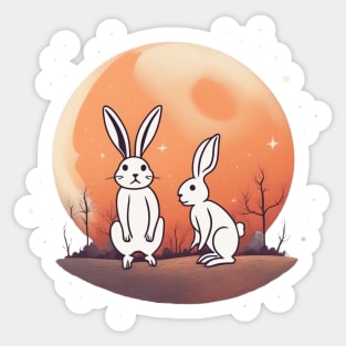 Moon and two Rabbits Sticker